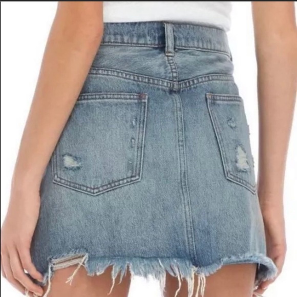 Free People Harvest Bell distressed denim skirt. - Picture 3 of 8